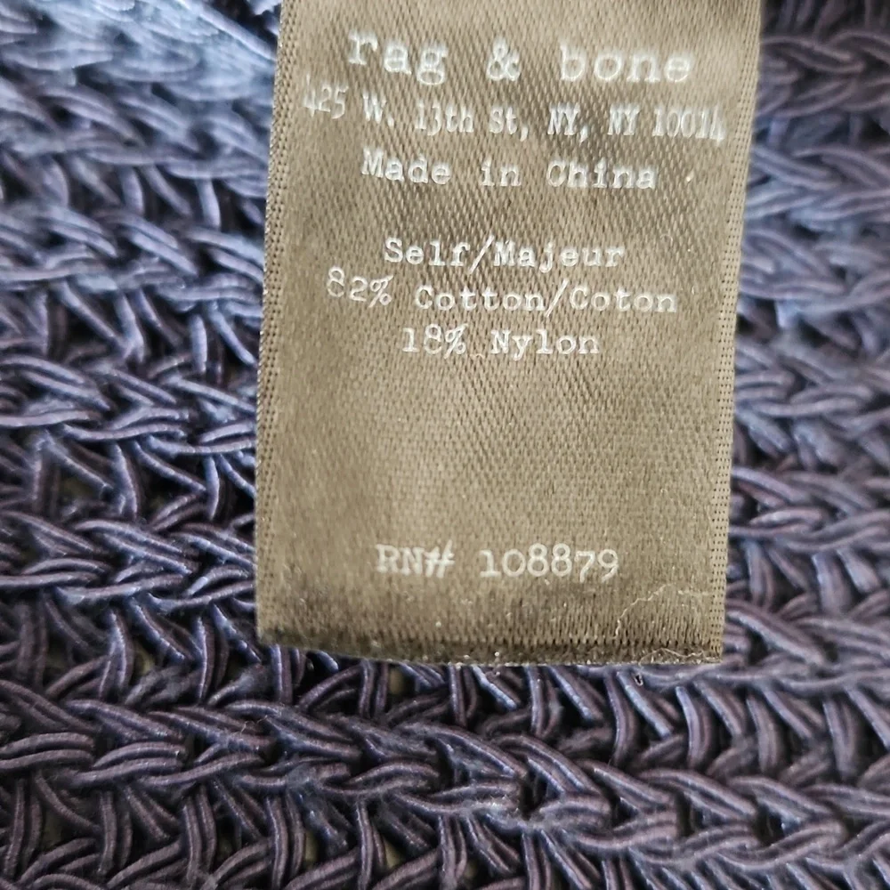 Rag & Bone Blue Cotton Shaker-stitch Raglan Sweater Size M